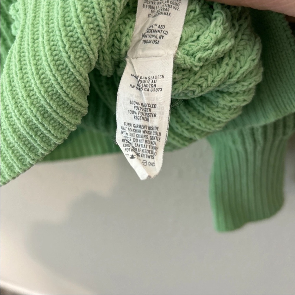 Aerie Crewneck Ribbed Tight Knit Sweater Fresh Green Women’s XS Oversized - Picture 11 of 11